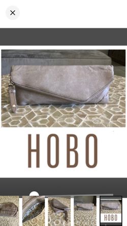 Hobo International Daria distressed leather clutch in ‘stone’