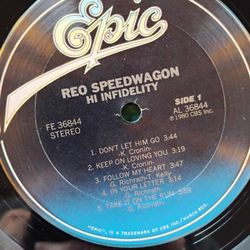  REO SPEEDWAGON "HI INFIDELITY" LP @1980 EPIC RECORDS 
