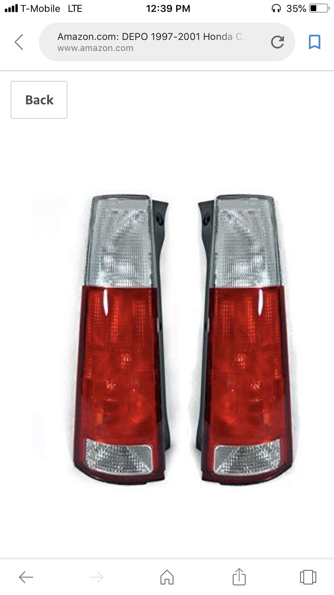 97-01 Honda CR-V red/clear tail lights 50/50