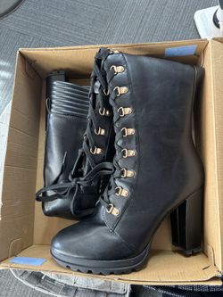 Used JustFab Eliza Heeled Boots Black Side Zip Fashion Women's Size 11