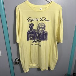 XXL Yellow Kobe Bryant 100% Cotton Memorial Graphic T-Shirt “Rest In Peace 1(contact info removed)”