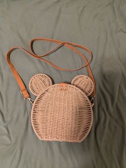 Woven Straw Mouse Ears Crossbody Purse - Perfect for Disney!