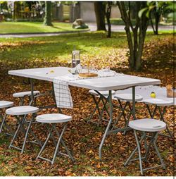 6 feet Table and stools