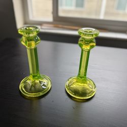 Uranium Glass Candle Sticks
