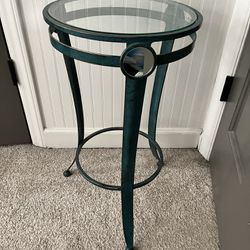 Pair of Glass Top Circular End Tables