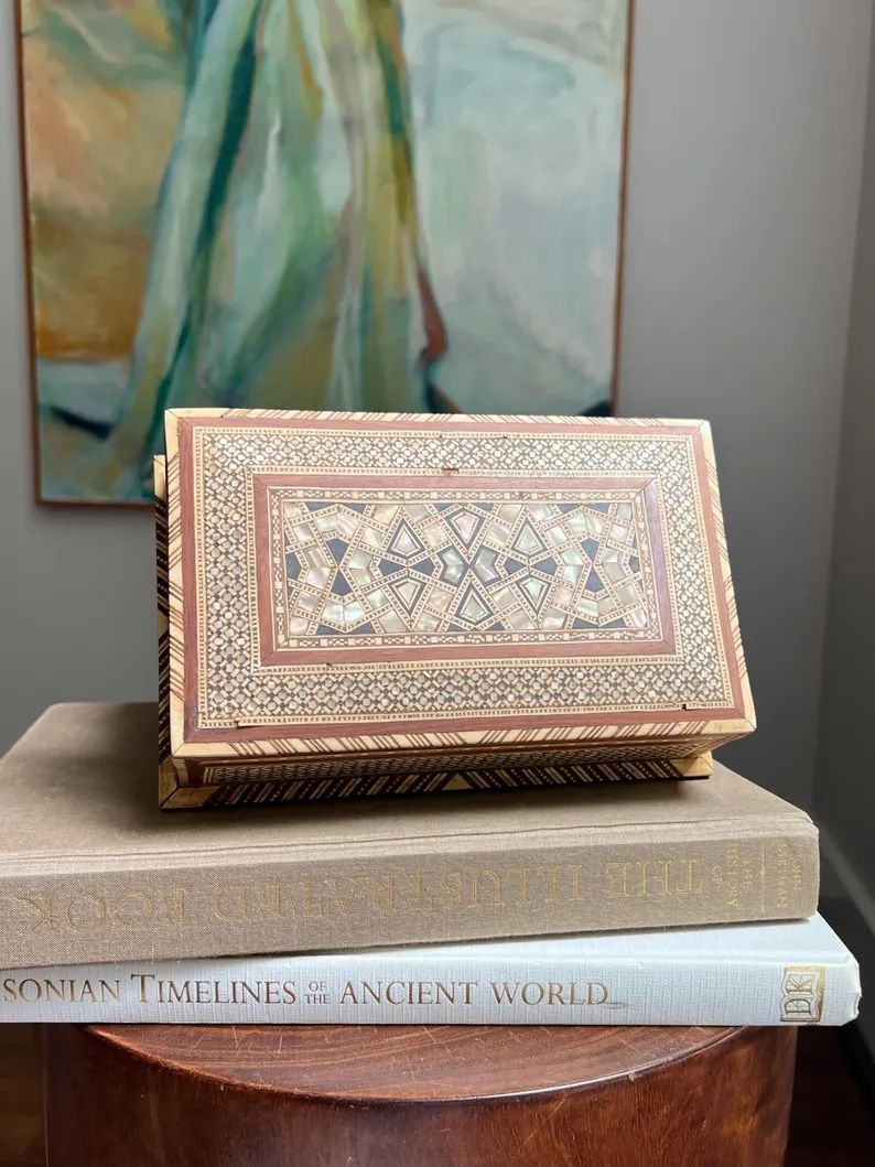 Vintage Teak Wood Trinket Box L8” W5.5” H2.5” ( firm on price )