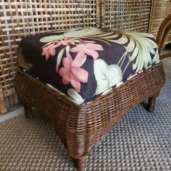 Hawaiian Wicker Ottoman 