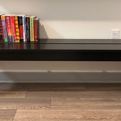 Black wooden bench