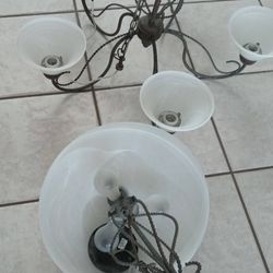 Set of 3  light fixtures, white frosted glass.. All for $50?