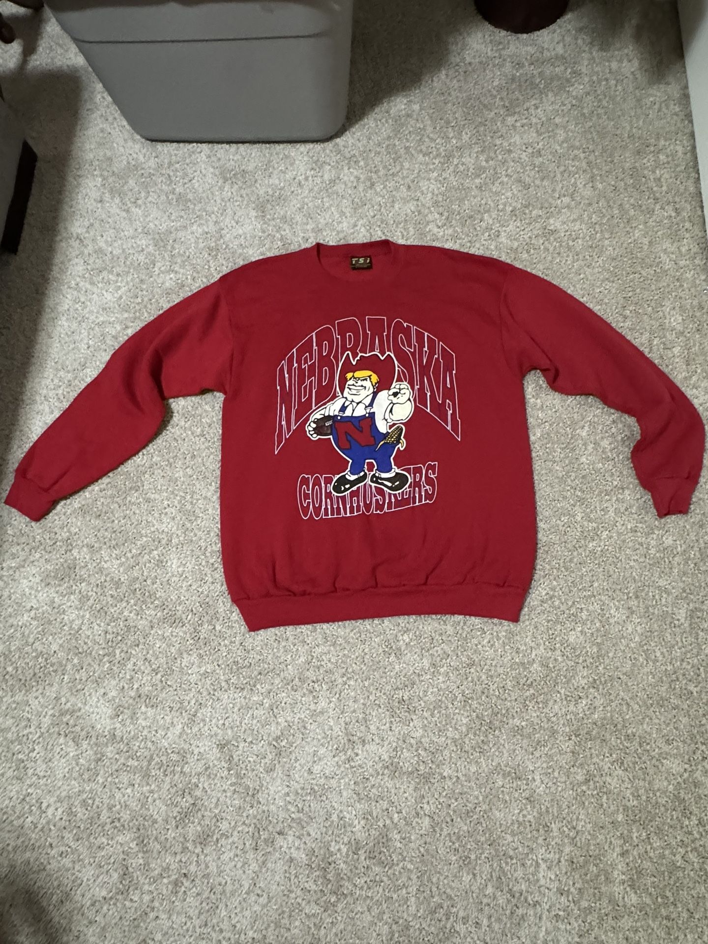Vintage TSI Nebraska Cornhuskers Husker's 90's Football XL Sweatshirt Red USA