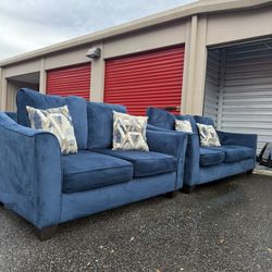 Navy Blue Sofa & Loveseat Set 