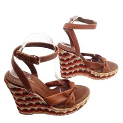 Sergio Rossi Crochet and Leather Platform Wedges 10