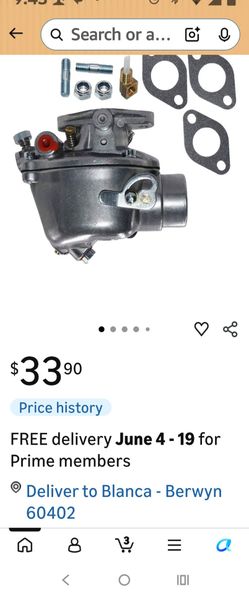 New CARBMAN 352376R92 carburetor, open box and complete.
Replacement carburetor for select IH / Farmall tractor applications. Please check your exact 