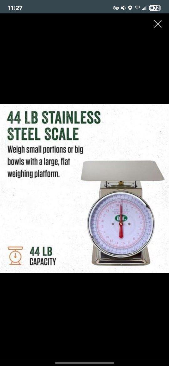 LEM Stainless Steel Kitchen Scale Can Weigh Up To 44 Pound Items