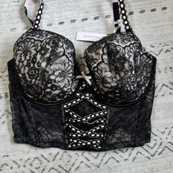 Victoria Secret Pink and Black Lace Corset 