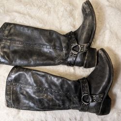 Women's Distressed Genuine Gray Leather Boots Size 5 $35