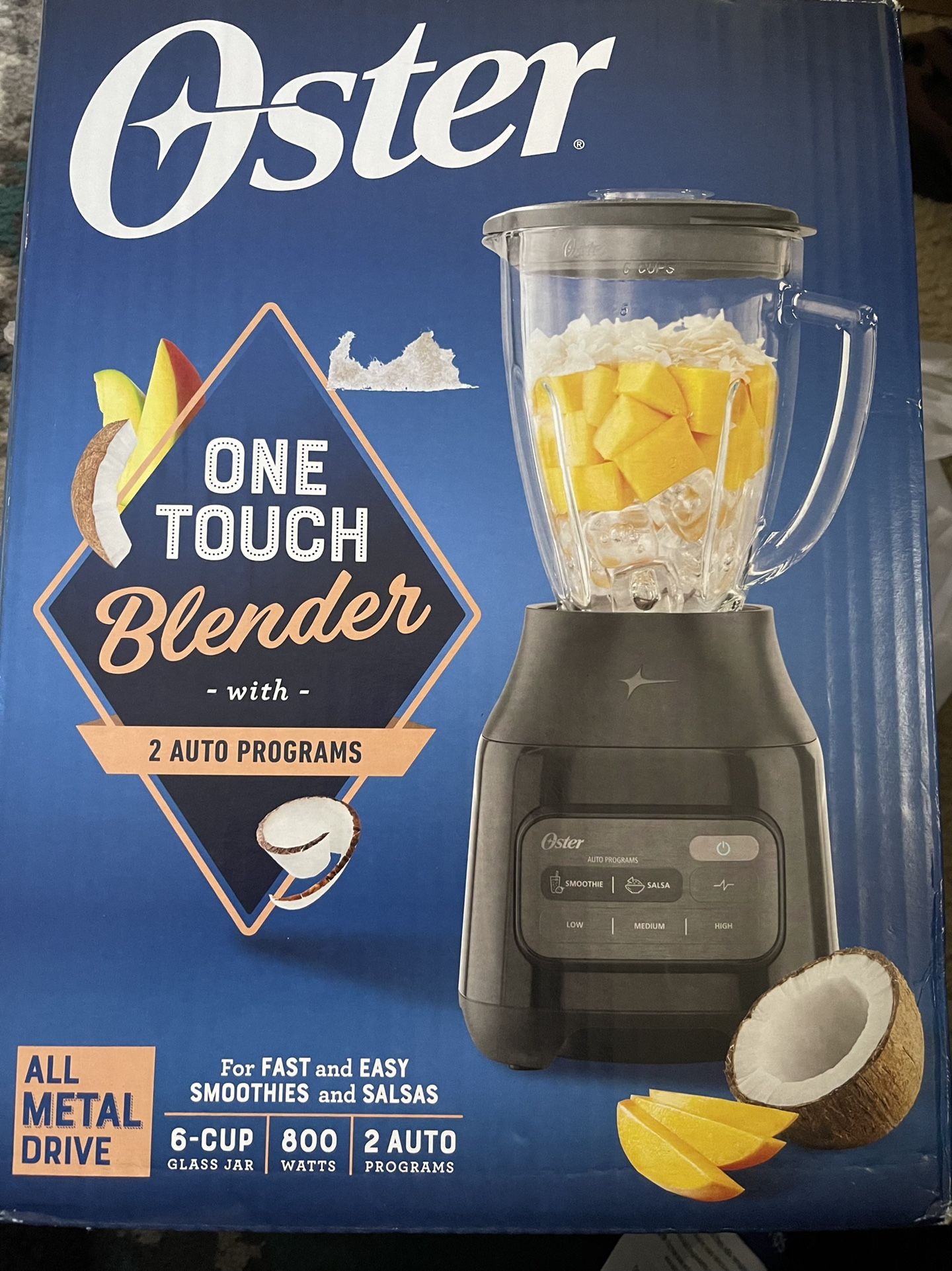 Oster One Touch Blender with Auto Programs and 6 Cup Boroclass Glass Jar