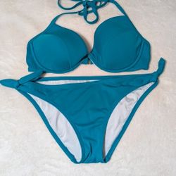 Bikini Victoria Secret Aqua Blue Green Bikini Set 36D Top 