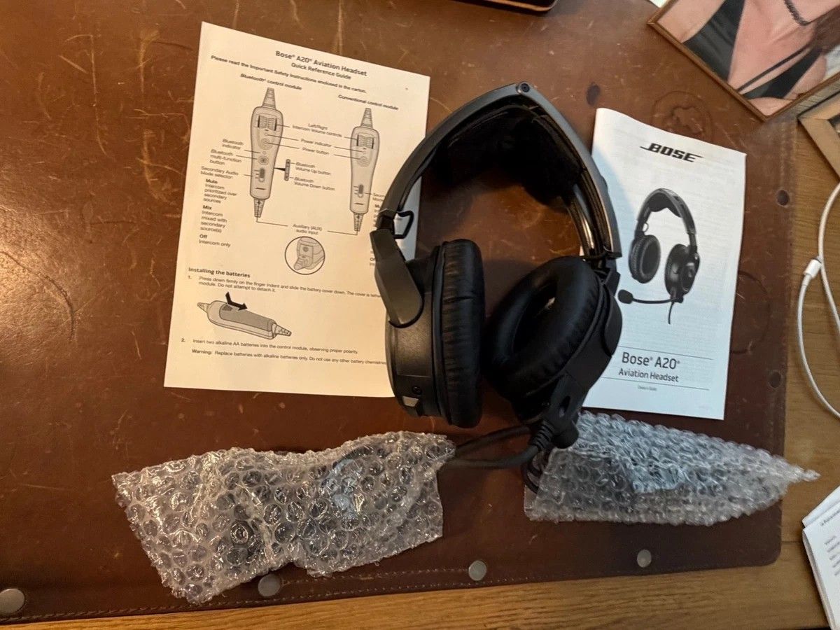 Bose A20 Aviation Headset with Bluetooth & Dual Plug Cable