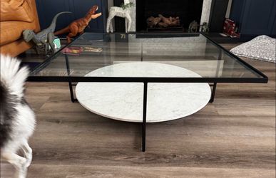 West Elm Glass & White Marble Coffee