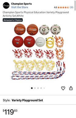 Champion Sports Physical Education Variety Playground Activity Set,White