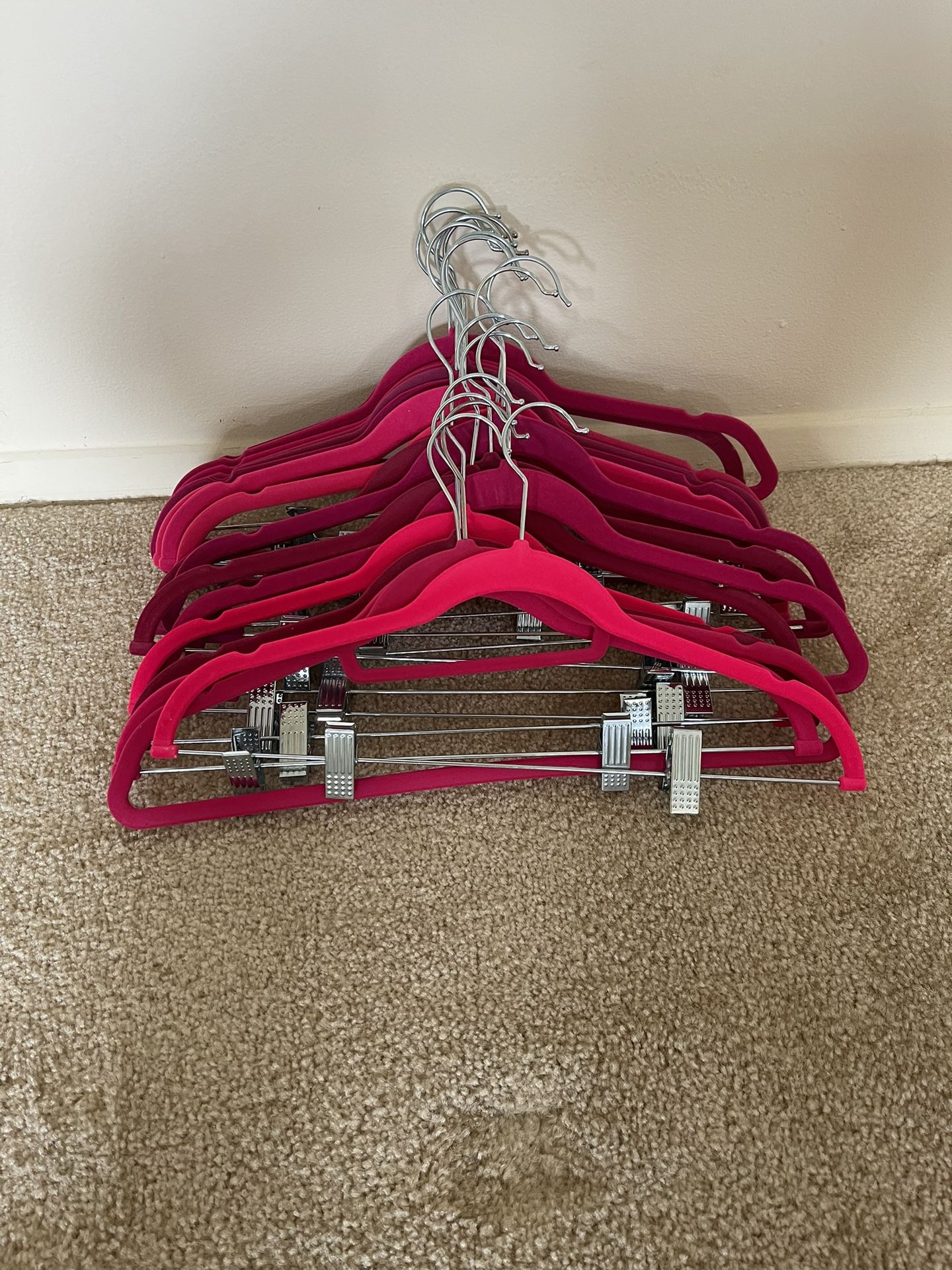 Pink Velvet Hangers With Clip