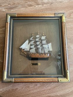 Mayflower Ship Model Shadow Box Display Case