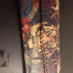 GORGEOUS NEW Ed Hardy Vegan leather TIGER 8" Wallet. 

