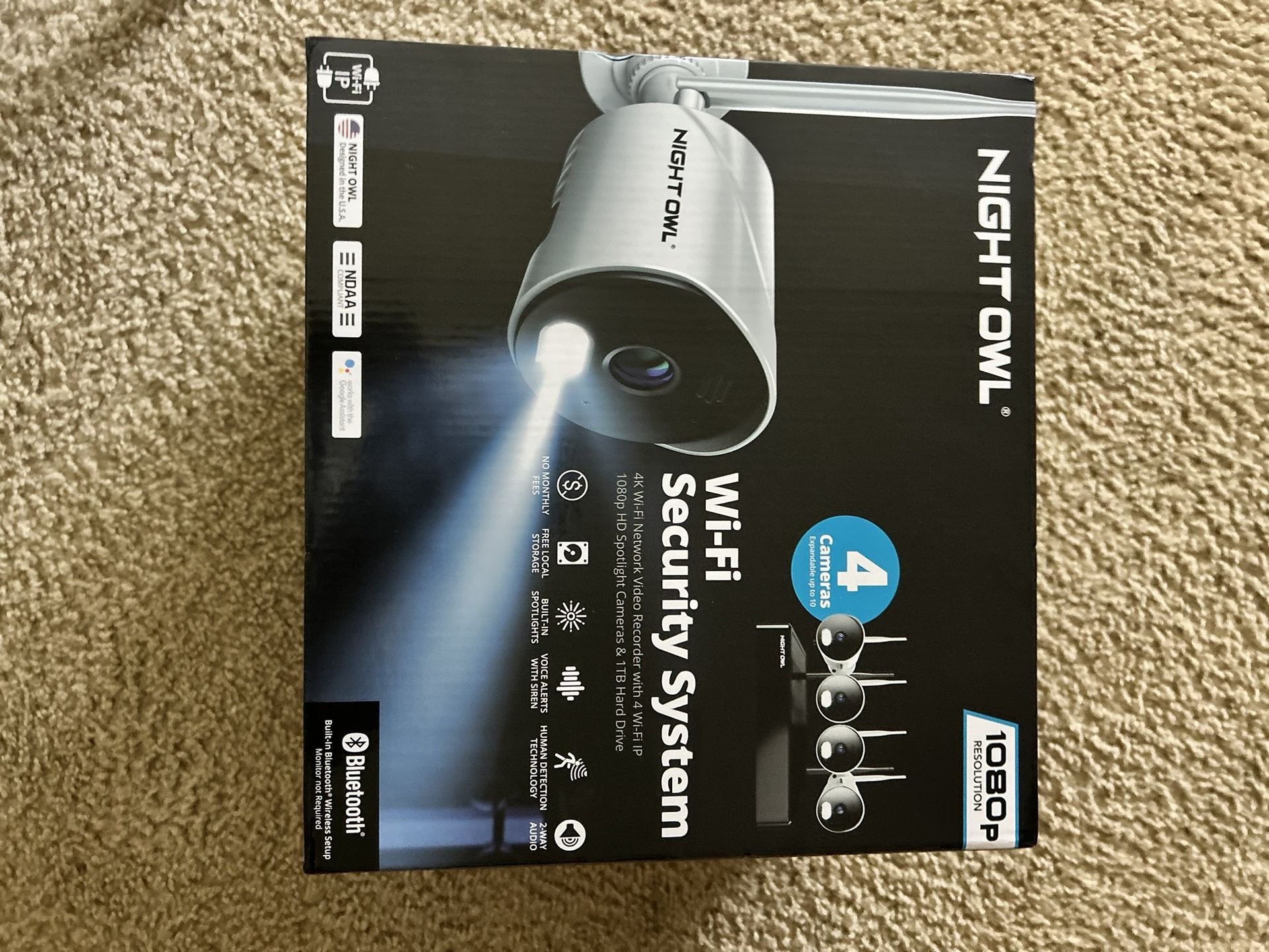Night Owl 1080p 4-Camera WIFI Security System w/ 4K NVR BTWN8-2-4L1 White NEW