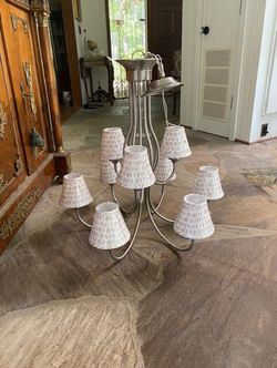 Silver Metal Chandelier with Shades
