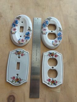 Set of 4 - Vintage Porcelain Switch Plate & Outlet Covers
