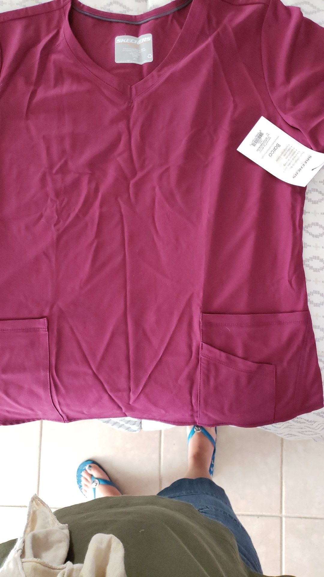 Skechers by Barco Scrubs Color Wine Top XL Pants L