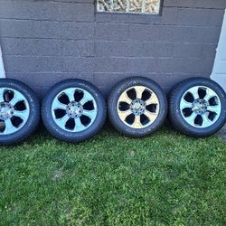 Rims and tires for a Ram 1500 pickup truck. Six Lug.