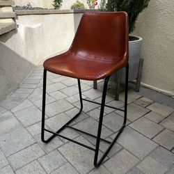 Leather & Wicker Bar Stools