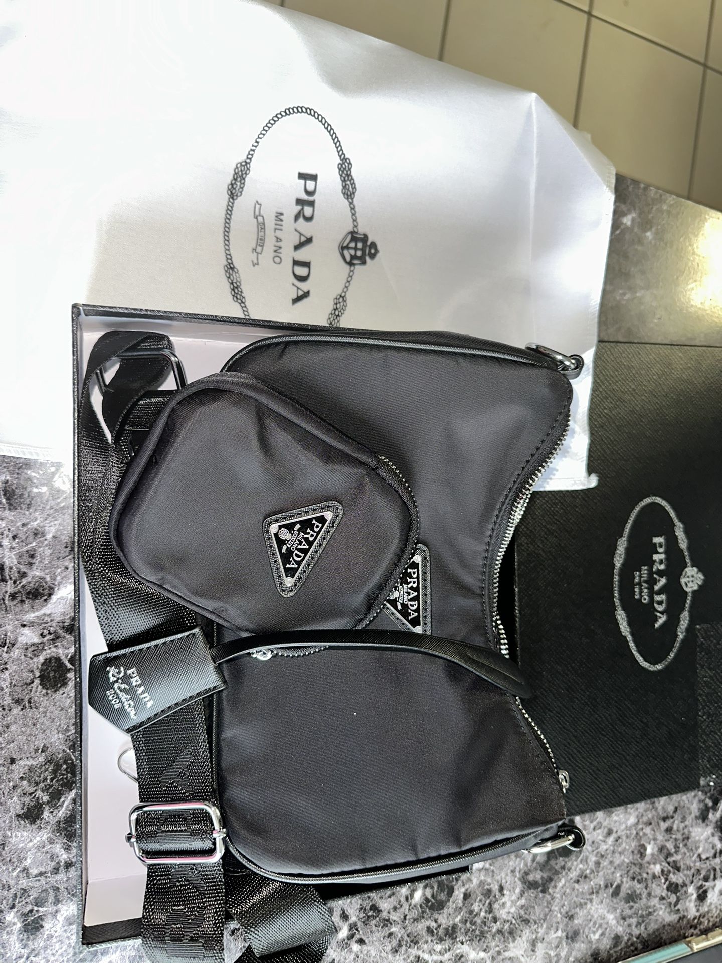 Women’s Prada Black Crossbody Bag 3-in-1 Brand New 