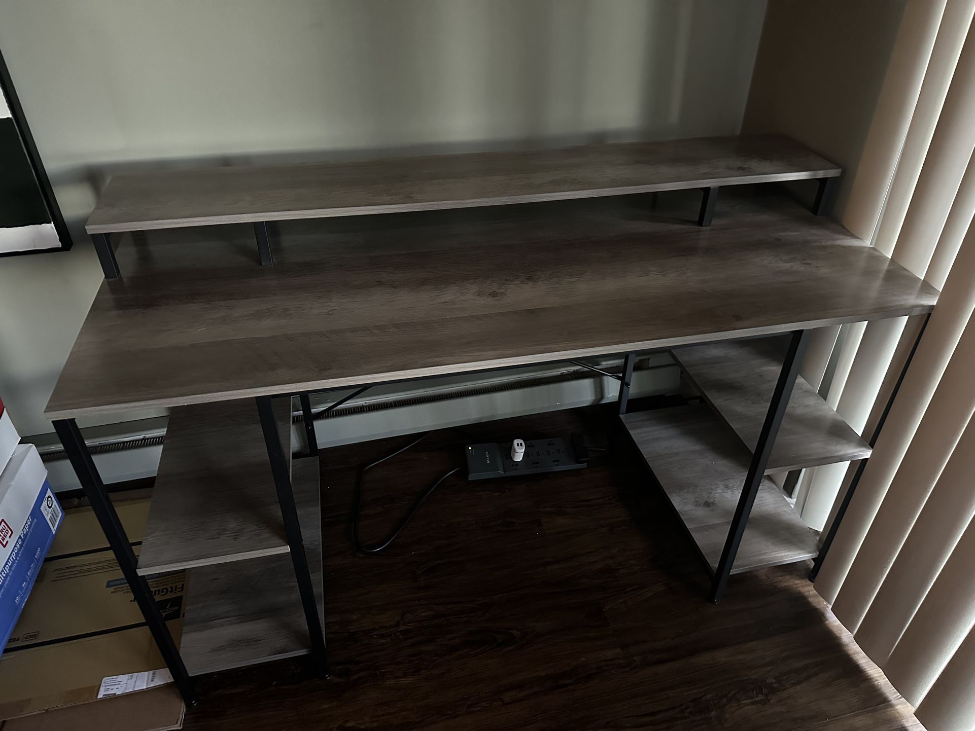 55 Inch Desk - Grey Wood And Desk Chair