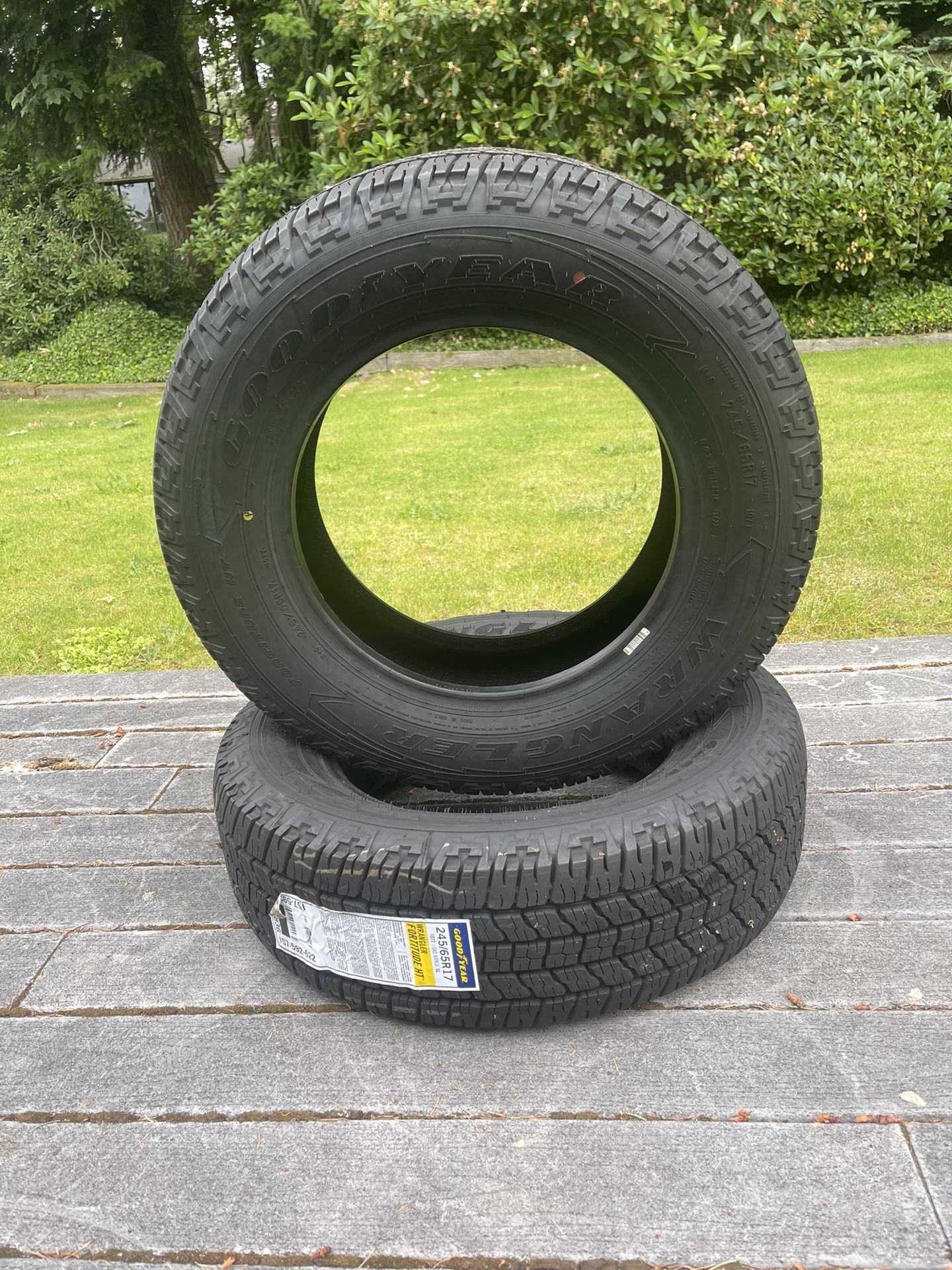 2 brand new 245/65R17 goodyear wrangler tires