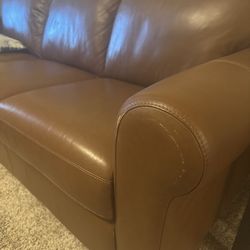 Brown 100% leather couch