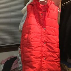 long puffer vest with hood women's