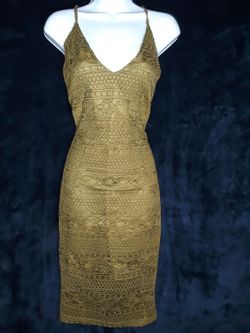 Olive Lace Cocktail Dress Medium
