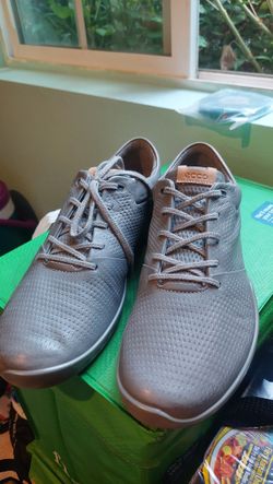 Ecco S-Lite Golf Shoe Grey Tan Yak Leather. Size 10