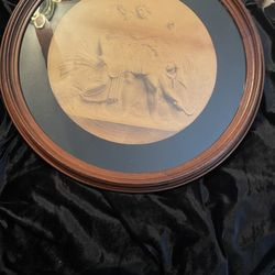Vintage Round Wood Frame 22 1/2” Across