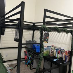 Metal Loft Bed with Desk