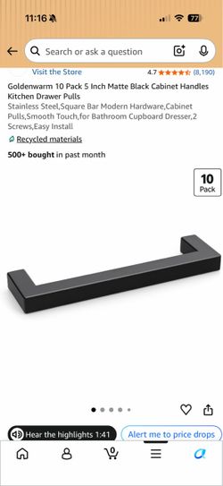 Matte Black Cabinet Drawer Pulls 10-Pack