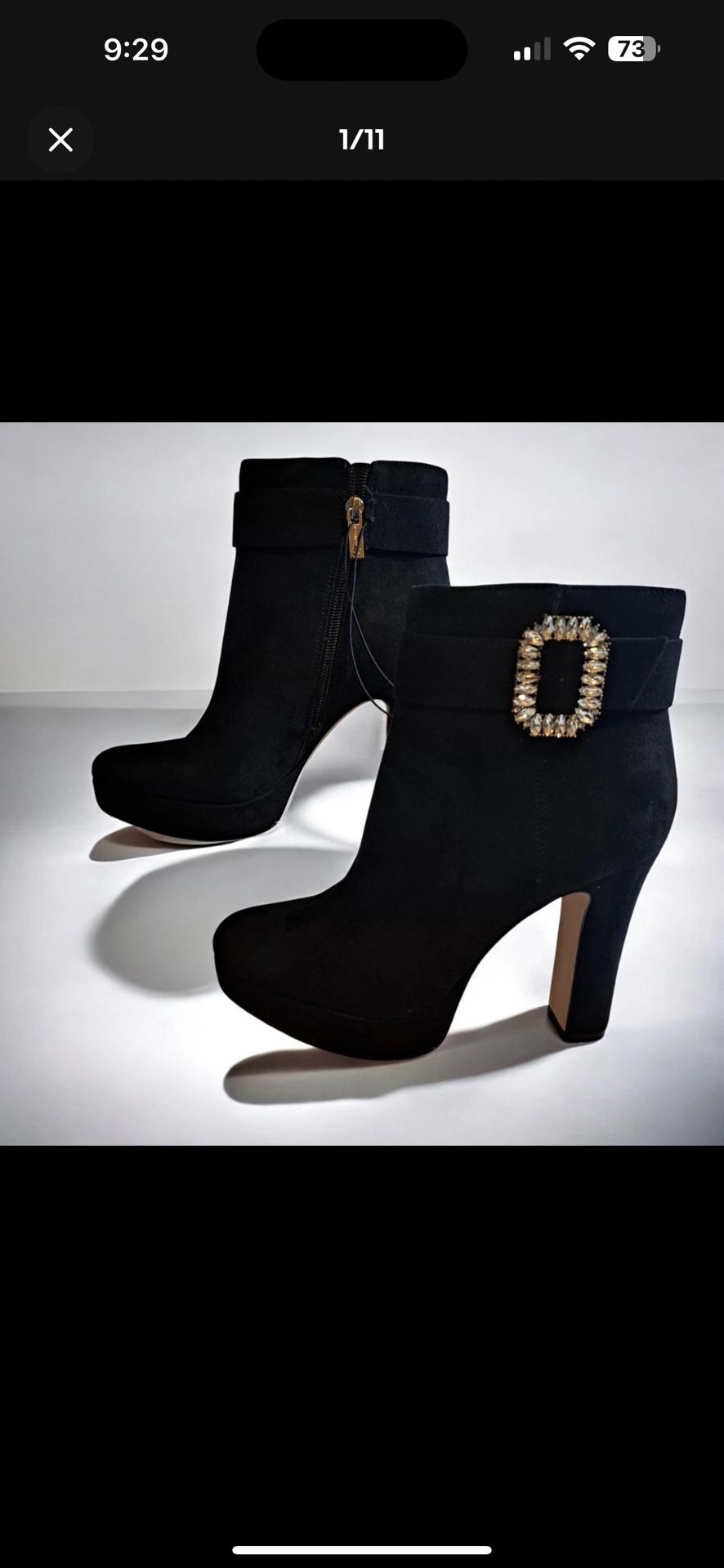 NEW JESSICA SIMPSON EDAINA Embellished Buckle Platform Bootie Boots Black 8
