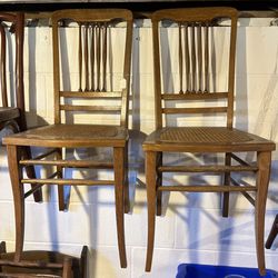 Set of 2 antique cane bottom chairs