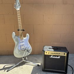 Guitar, Guitar Stand And Amp. 