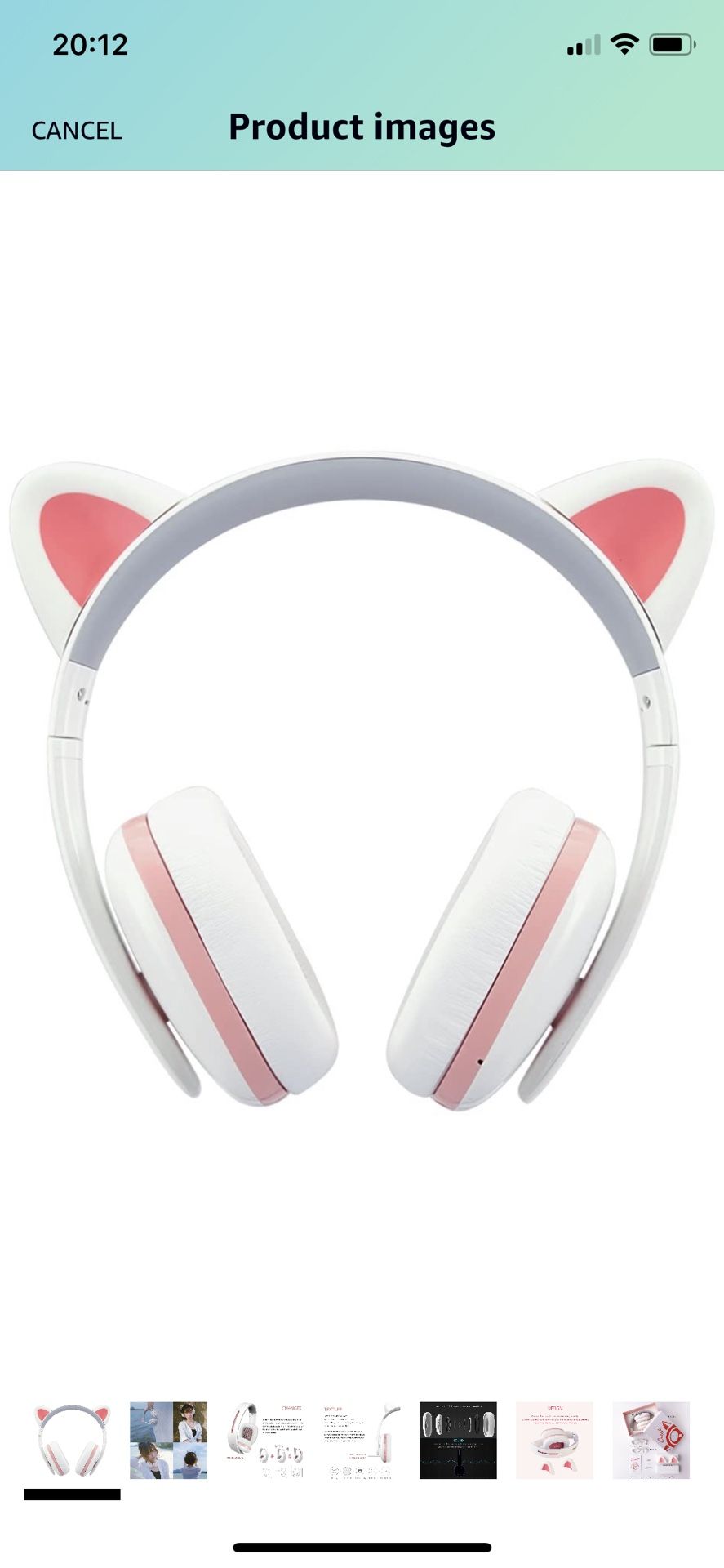 Censi Cat Headphones Wireless Over Ear Bluetooth Headsets with Mic for Girlfriend, Wife, Women, Kids, for Her (White+Pink, Bluetooth)