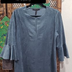 BCBGMAXAZRIA Women's Faux Suede Dress W/Bell Sleeve