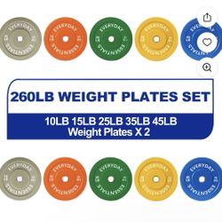 260 Lbs/Pounds Weight Plate Set Color